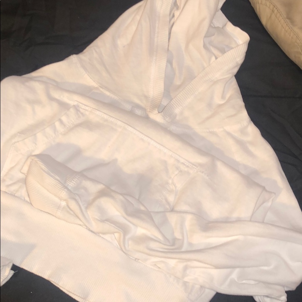 white thin layer sweater